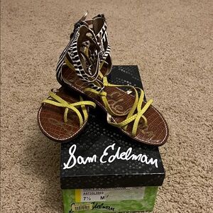 Sam Edelman Zebra and Yellow Strappy Sandals